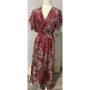 Le Ragazze made in Italy red floral print maxi dress L